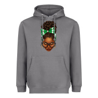 Storm Afro Messy Bun Green and White Bow Heavyweight Hoodie - texasbilliewilder