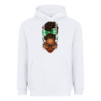 White Afro Messy Bun Green and White Bow Heavyweight Hoodie - texasbilliewilder