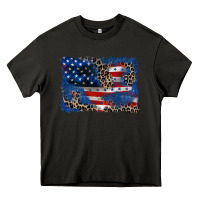 Asphalt Leopard glitter American flag 4th of july Heavy Core Tee - CowGirlArtShop