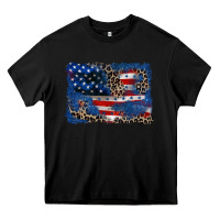 Black Leopard glitter American flag 4th of july Heavy Core Tee - CowGirlArtShop