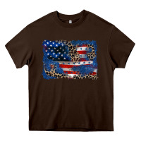 Chocolate Brown Leopard glitter American flag 4th of july Heavy Core Tee - CowGirlArtShop