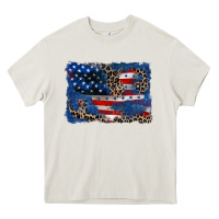 Cream Leopard glitter American flag 4th of july Heavy Core Tee - CowGirlArtShop