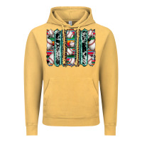 Vintage Mustard baseball serape cowhide turquoise leopard glitter  brushstrokes Vintage Hoodie - Artiststas