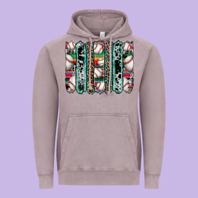 Baseball Serape Cowhide Turquoise Leopard Glitter  Brushstrokes Vintage Hoodie Designed By Artiststas