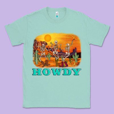 Western Skeleton Classic Tee Designed By Adodesignshop