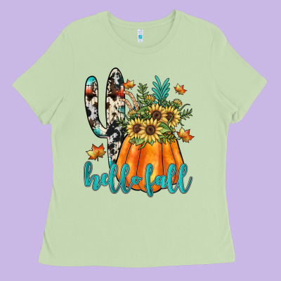 Hello Fall Ladies Tee Designed By Jahusdesignshop