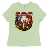 Matcha christmas horseshoe with hereford cow Ladies Tee - RanaPortraitStore