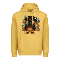 Antique Gold american football afro messy bun Premium Hoodie - texasbilliewilder