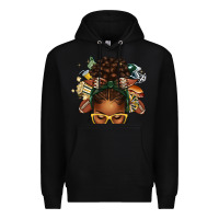 Black american football afro messy bun Premium Hoodie - texasbilliewilder