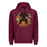 Burgundy american football afro messy bun Premium Hoodie - texasbilliewilder