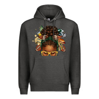 Charcoal Heather american football afro messy bun Premium Hoodie - texasbilliewilder