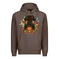Coffee american football afro messy bun Premium Hoodie - texasbilliewilder