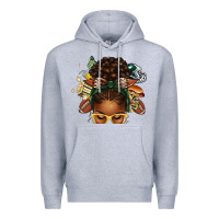 Heather Grey american football afro messy bun Premium Hoodie - texasbilliewilder