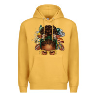 Mustard american football afro messy bun Premium Hoodie - texasbilliewilder