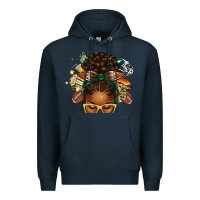 Navy american football afro messy bun Premium Hoodie - texasbilliewilder