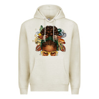 Oatmeal Heather american football afro messy bun Premium Hoodie - texasbilliewilder