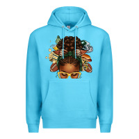 Ocean Blue american football afro messy bun Premium Hoodie - texasbilliewilder
