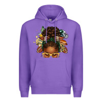 Purple american football afro messy bun Premium Hoodie - texasbilliewilder