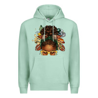 Seafoam american football afro messy bun Premium Hoodie - texasbilliewilder