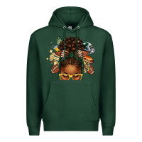 Sports Green american football afro messy bun Premium Hoodie - texasbilliewilder
