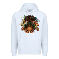 White american football afro messy bun Premium Hoodie - texasbilliewilder