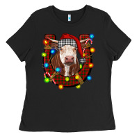 Black christmas horseshoe with hereford cow Ladies Tee - RanaPortraitStore