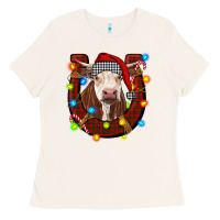 Bone christmas horseshoe with hereford cow Ladies Tee - RanaPortraitStore