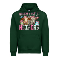 Forest Green Happy Easter Heifers Urban Hoodie - OliviaCreatesArt
