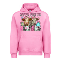 Fuchsia Pink Happy Easter Heifers Urban Hoodie - OliviaCreatesArt