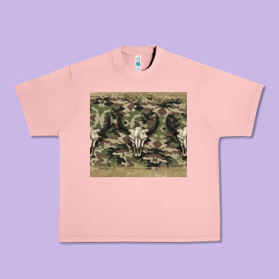Camouflage Bull Skull Urban Heavy Tee Designed By Jasminsmagicworld
