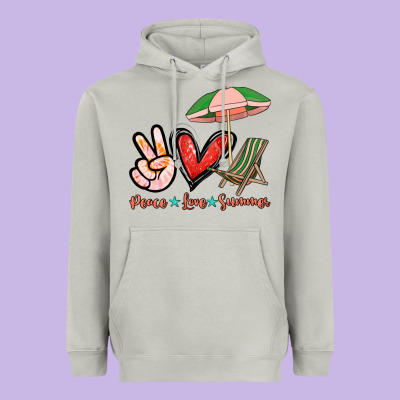 Peace Love Summer Heavyweight Hoodie Designed By Nancycooperartshop