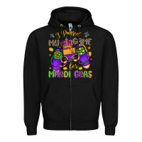 Black i paused my game for mardi gras Zipper Hoodie - LillyAllenDesigns