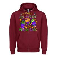 Burgundy i paused my game for mardi gras Zipper Hoodie - LillyAllenDesigns