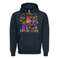 Navy i paused my game for mardi gras Zipper Hoodie - LillyAllenDesigns