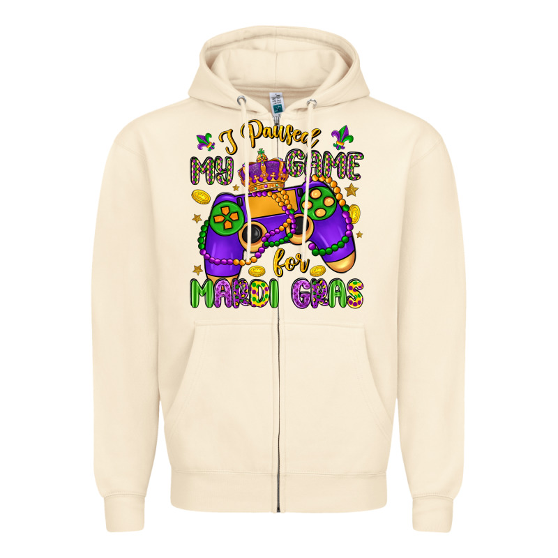 I Paused My Game For Mardi Gras Zipper Hoodie by LillyAllenDesigns | Teevron