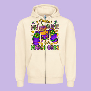 I Paused My Game For Mardi Gras Zipper Hoodie Designed By Lillyallendesigns