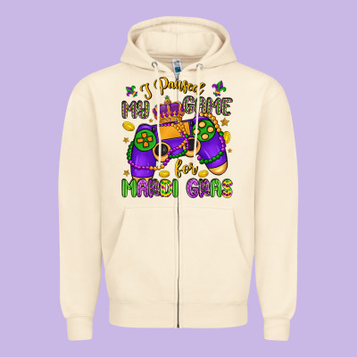 I Paused My Game For Mardi Gras Zipper Hoodie Designed By Lillyallendesigns