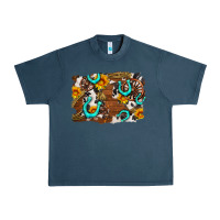 Midnight Navy western cowhide horseshoe sunflower background Urban Heavy Tee - AdoDesignShop