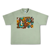 Oil Green western cowhide horseshoe sunflower background Urban Heavy Tee - AdoDesignShop