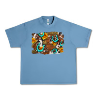 Pebble Blue western cowhide horseshoe sunflower background Urban Heavy Tee - AdoDesignShop
