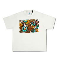 Pistachio western cowhide horseshoe sunflower background Urban Heavy Tee - AdoDesignShop