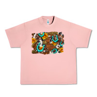 Salmon western cowhide horseshoe sunflower background Urban Heavy Tee - AdoDesignShop