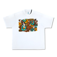 White western cowhide horseshoe sunflower background Urban Heavy Tee - AdoDesignShop