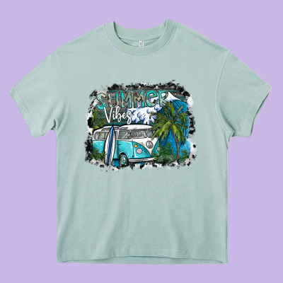 Summer Vibes Heavy Core Tee Designed By Sublimationcraftshop