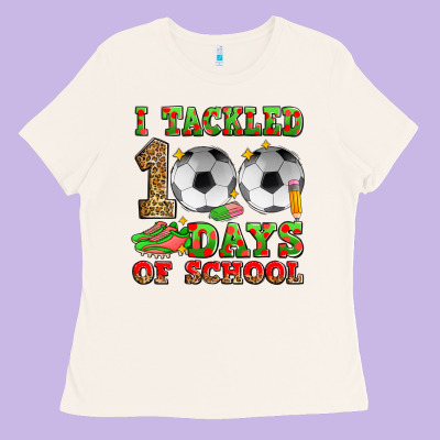I Tackled 100 Days Of School Soccer Ladies Tee Designed By Zillion Design Studio