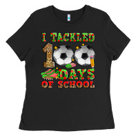 Black i tackled 100 days of school soccer Ladies Tee - Zillion Design Studio