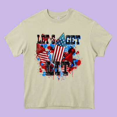 Let's Get Lit 4th Of July Heavy Core Tee Designed By Cowgirlartshop