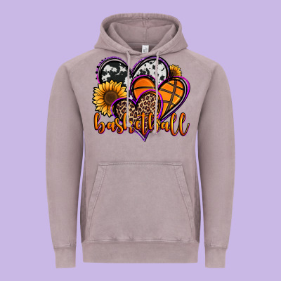 Basketball Hearts Vintage Hoodie Designed By Jasminsmagicworld