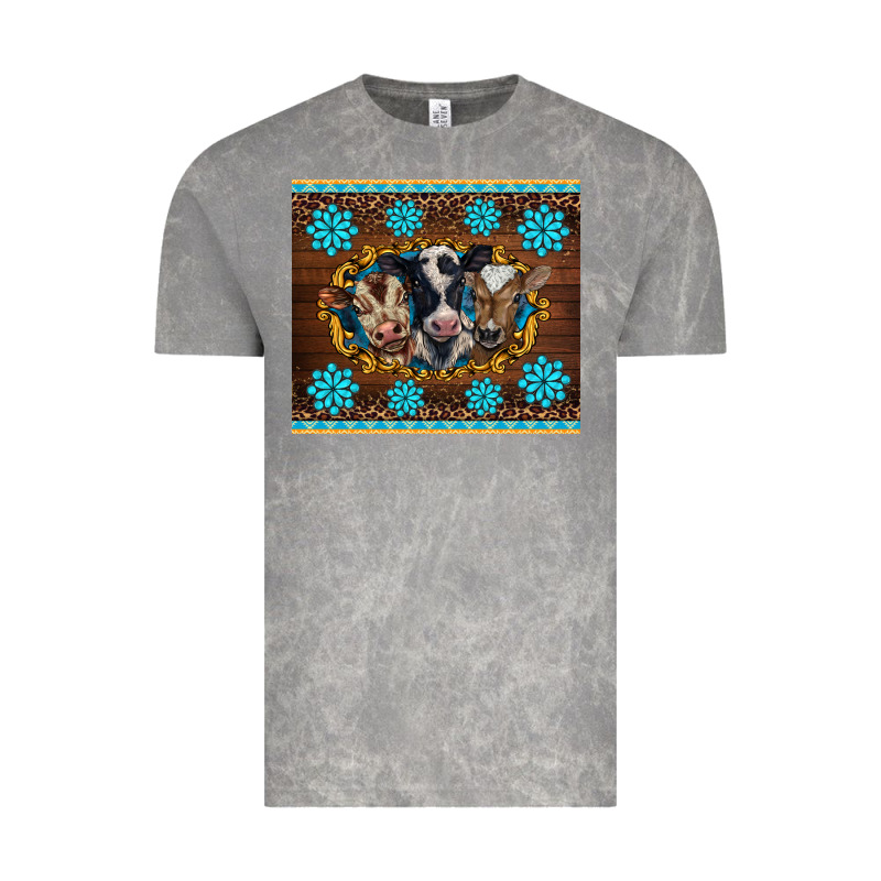 Western Baby Cow Turquoise Gemstones  Leopards Vintage Tee by BarkalooDesign | Teevron
