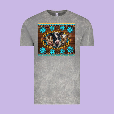 Western Baby Cow Turquoise Gemstones  Leopards Vintage Tee Designed By Barkaloodesign